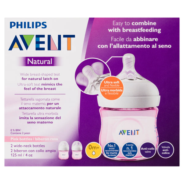 Avent natural 125ml store feeding bottle 2pk