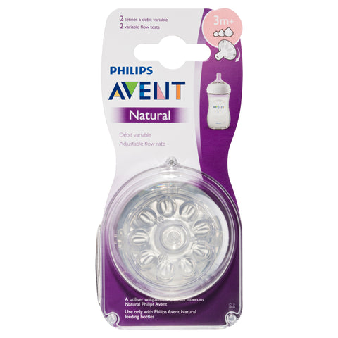 Philips Avent Natural Variable Flow Teats 3m+ 2 Pack
