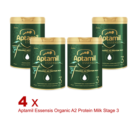 4 x Aptamil Essensis Organic A2 Protein Milk Stage 3 Premium Toddler Nutritional Supplement From 1 Year 900g