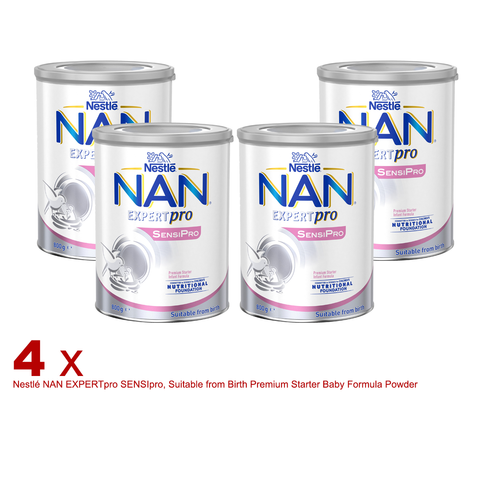 4 X Nestlé NAN EXPERTpro SENSIpro, Suitable from Birth Premium Starter Baby Formula Powder – 800g