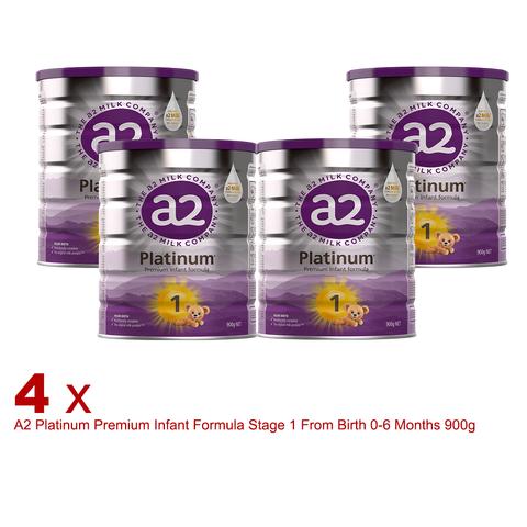 4 x A2 Platinum Premium Infant Formula Stage 1 From Birth 0-6 Months 900g