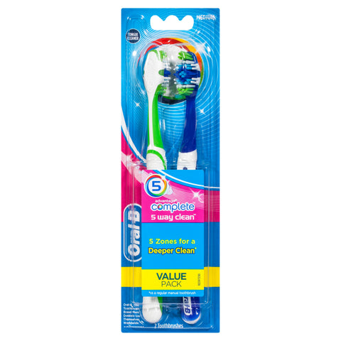 Oral-B Complete 5 Way Clean (Medium) Manual Toothbrush 2 Pack