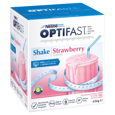 OPTIFAST VLCD Shake Strawberry - 12 Pack 53g Sachets