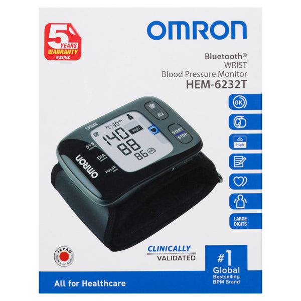 Omron HEM6232T Bluetooth® Wrist Blood Pressure Monitor – ihealthdirect  Australia